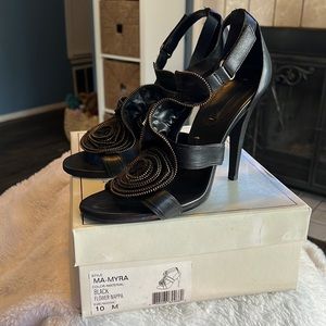 BCBG MAXAZRIA Black Leather high heel sandals size 10